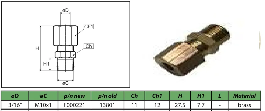 3/16 - M10x1 Stud Coupler