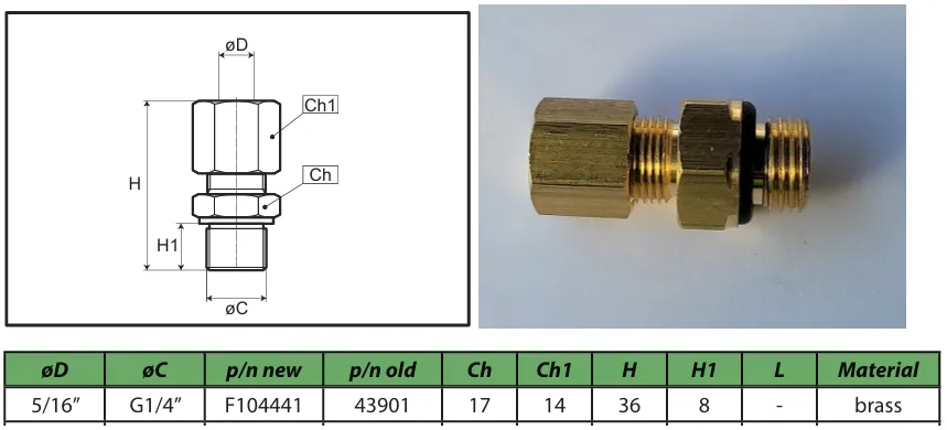 5/16 - G1/4 Stud coupler