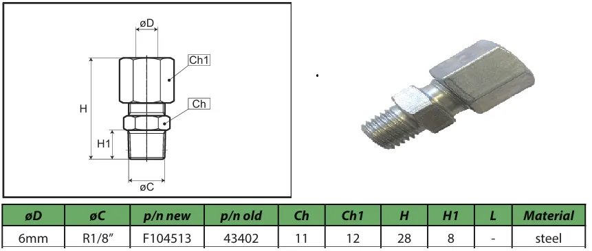 6mm - 1/8 Stud coupler