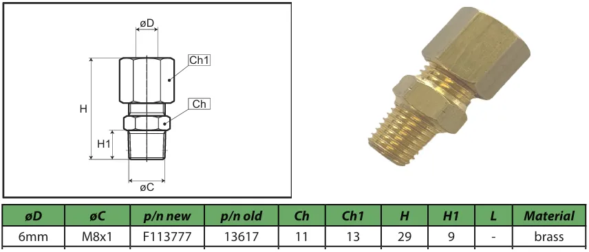 6mm - M8x1 stud coupler