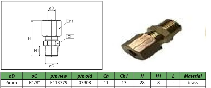 6mm R1/8 Stud coupler