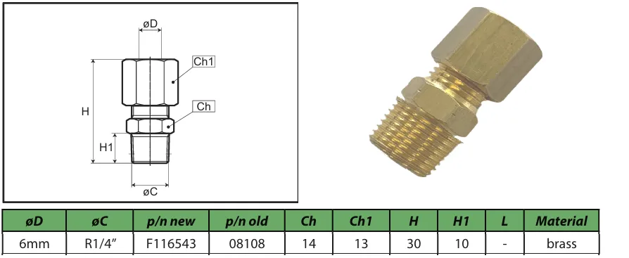 6mm 1/4 stud coupler